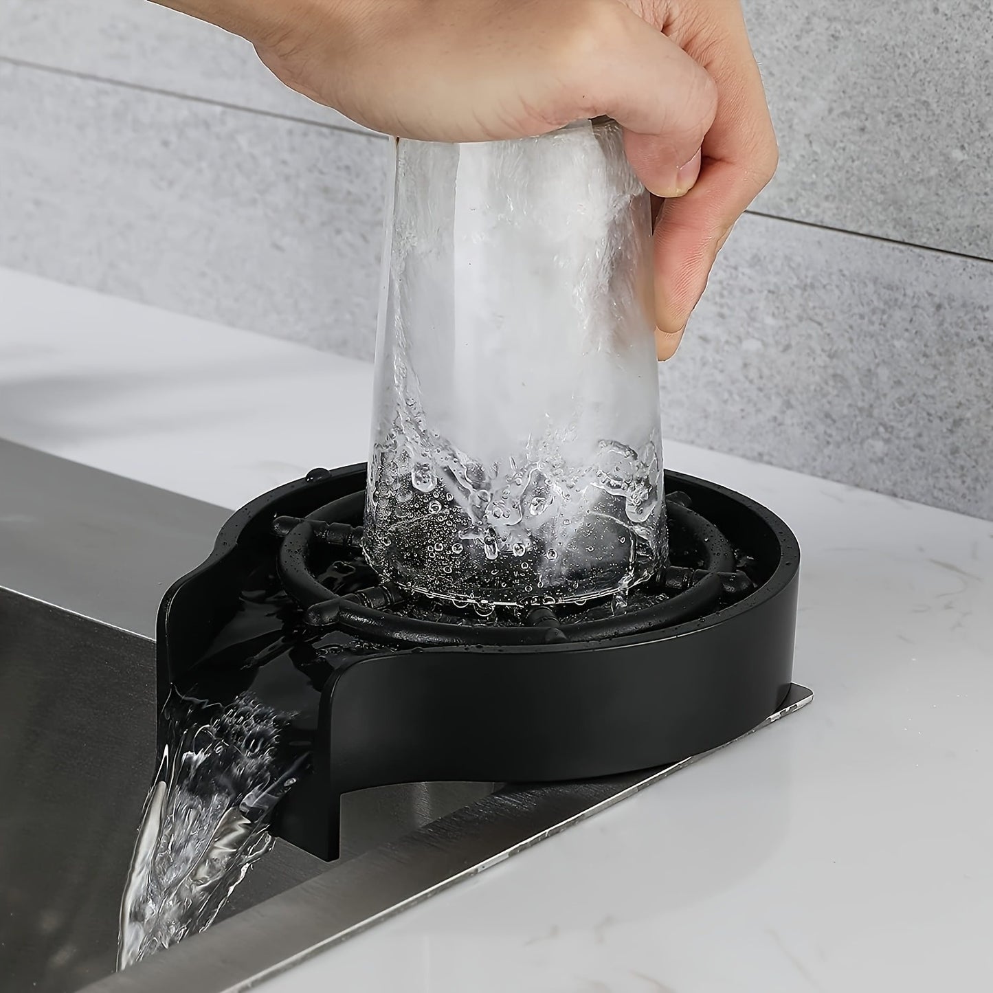 Manual Press-type Automatic Cup Cleaning Set, Including A Cup Cleaner With Connecting Tube And Connecting Water Pipe, Capable Of Pressing And Cleaning Cups, Suitable For Bars, Restaurants And Household